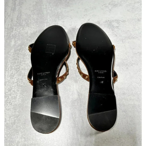 YSL Kiki Brown Suede Gold Studded Sandal Size 10 - Picture 5 of 5